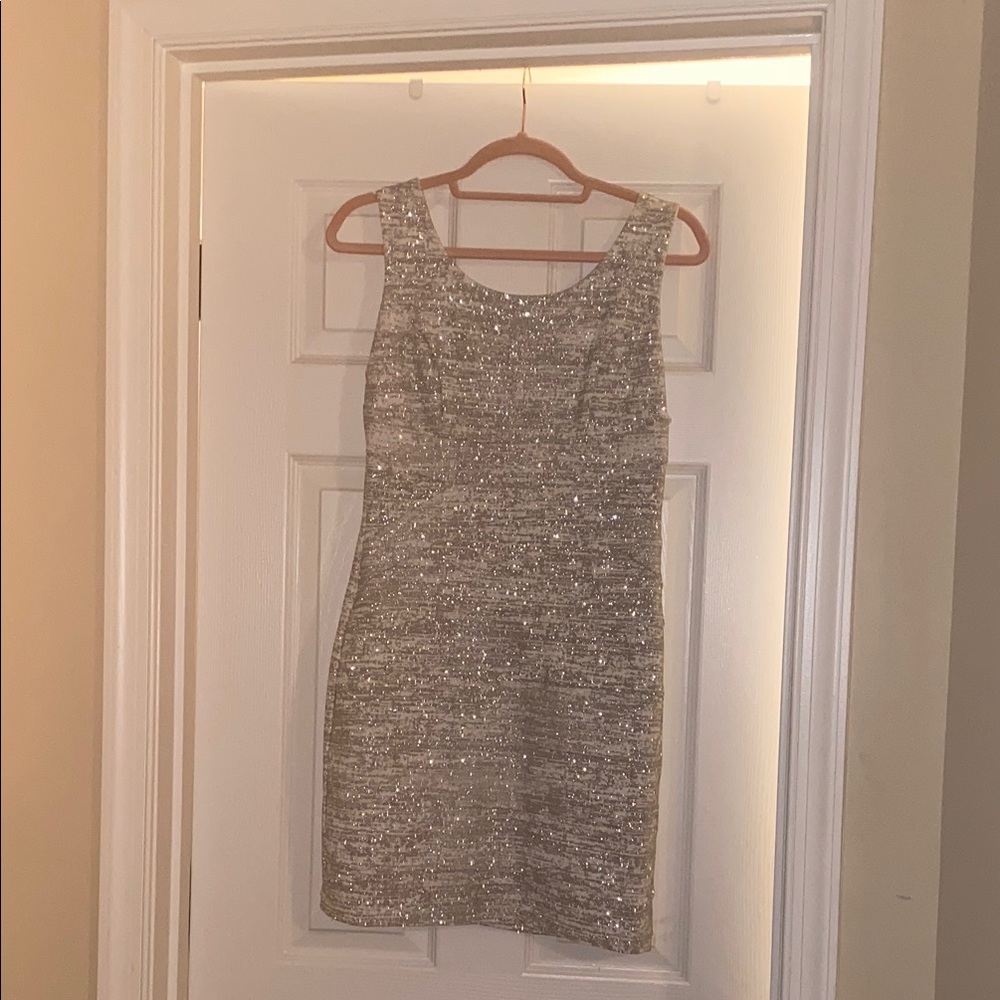 Body Central Silver Sparkly  Mini Dress